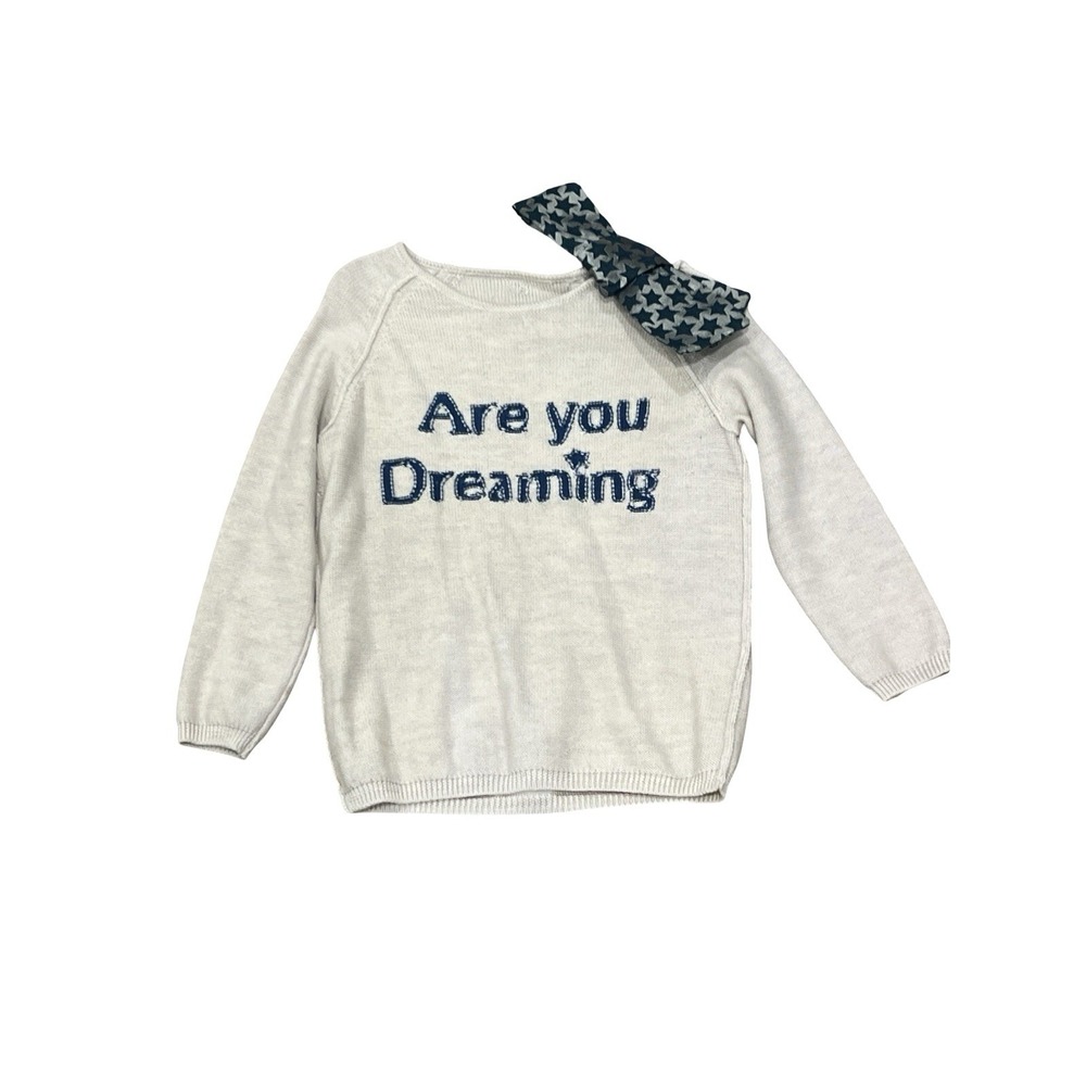 Sonia Rykiel Girl's   6 Sweater Wool Pullover Jumper Bow Gray Are You Dreaming - Picture 4 of 15